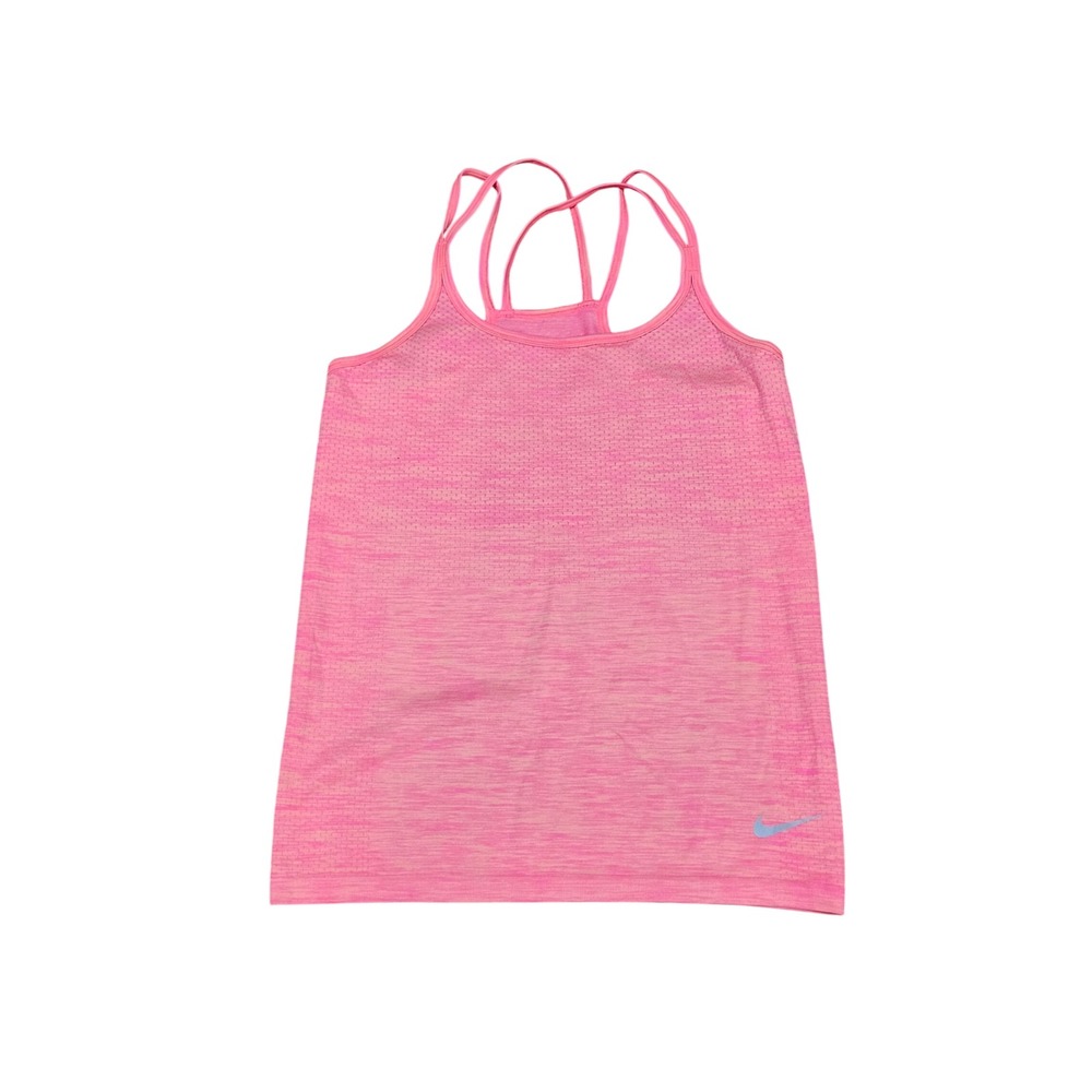 Nike Dri-FIT Knit Tank Top Womens Pink Strappy Racerback Athletic Shirt